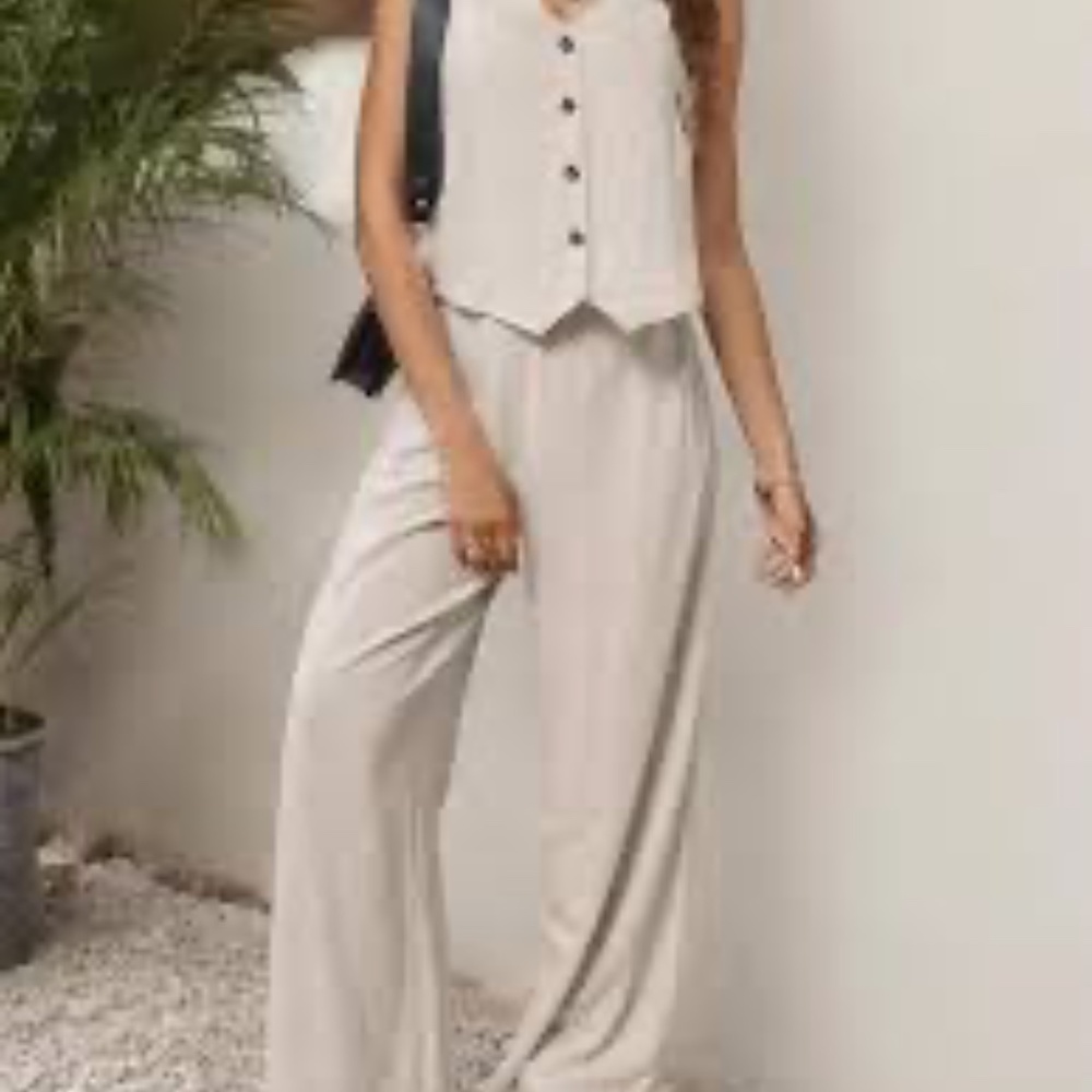 NWT! YOZY Simple Colorblock Sleeveless Top And Long Pants Set SIZE LARGE